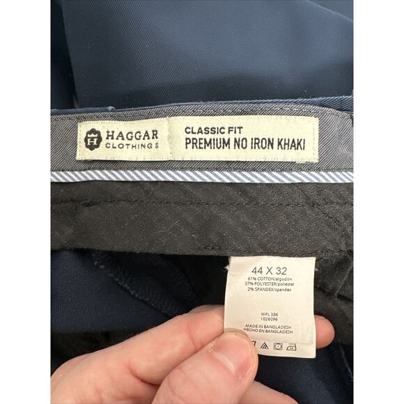 Hagger Classic Fit Premium No Iron Khaki Blue Men’s Pants Size 44x32 - Picture 4 of 5